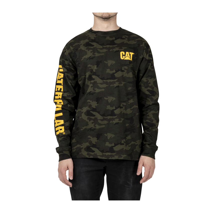 Caterpillar Men's Trademark Banner Long Sleeve T-Shirts Camo CAT-82409